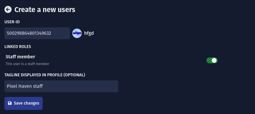 Screenshot der Nutzeroberfläche für die Nutzerverwaltung